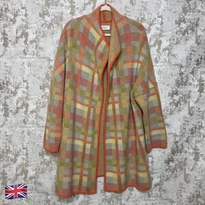Toast Pastel Plaid 100% Geelong Wool Cardigan Coat